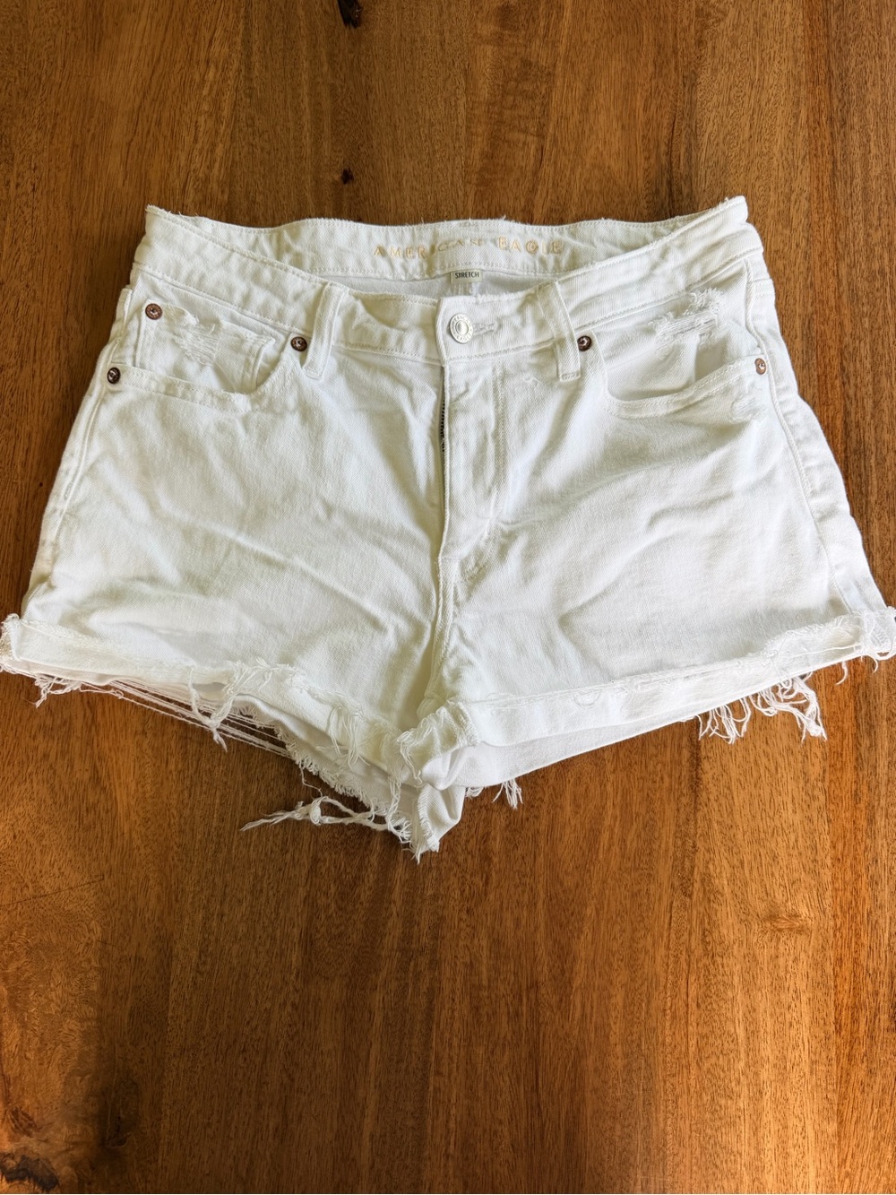 American Eagle Outfitters White Frayed Denim Shorts